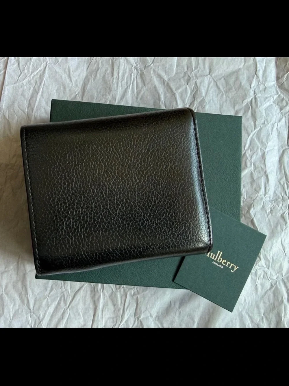 Mulberry Black Pebbled Leather Fold Wallet